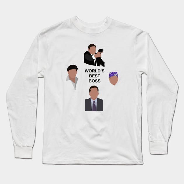 The Many Faces of Michael Scott Long Sleeve T-Shirt by scornely